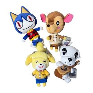 Animal Crossing Plush Lot-Rover, Fauna, Isabelle & K.K. Slider (Nintendo) NWT